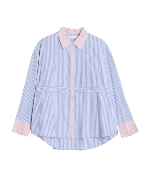 CALNAMUR（カルナムール）の「2WAY BLOCKING COLOR STRIPE SHIRTS/2WAYブロッキングカラーストライプシャツ（シャツ/ブラウス・レディース・ブルー/ライトブルー/ブラウン・FREE）」の15枚目の写真