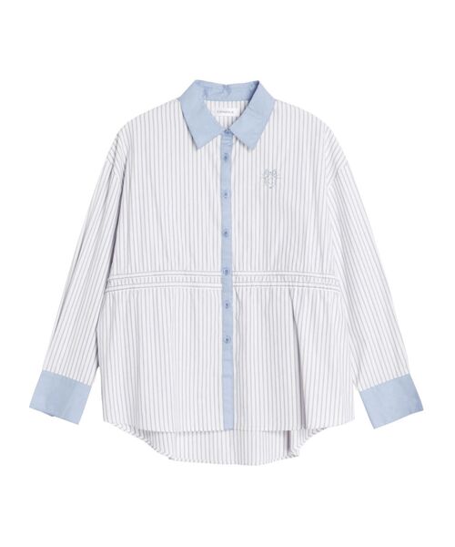 CALNAMUR（カルナムール）の「2WAY BLOCKING COLOR STRIPE SHIRTS/2WAYブロッキングカラーストライプシャツ（シャツ/ブラウス・レディース・ブルー/ライトブルー/ブラウン・FREE）」の16枚目の写真