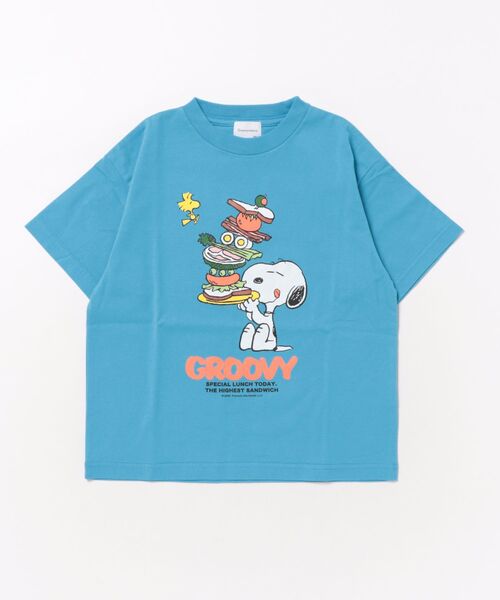 GROOVY COLORS（グルービーカラーズ）の「SNOOPY SANDWICH Tee（Tシャツ/カットソー・キッズ・ライトブルー・120/110）」の4枚目の写真