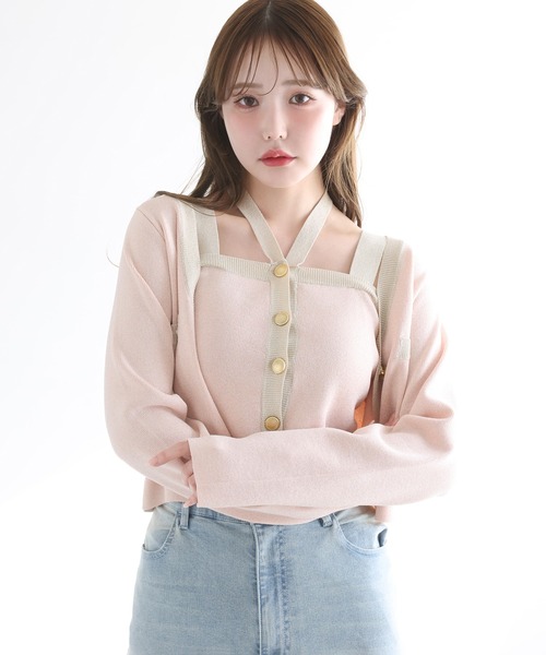 セット対応/配色ニットビスチェ（キャミソール）｜one after another