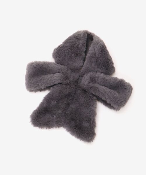 MAJESTIC LEGON（マジェスティックレゴン）の「リボンディティールティペット（マフラー・レディース・ライトグレー/チャコールグレー・FREE）」の7枚目の写真