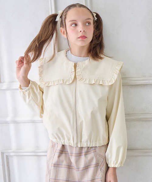 jane marpleジェーンマープル☆フリル襟ジップアップジャンパー　ブルゾン jane marpleジェーンマープル☆フリル襟ジップアップジャンパー