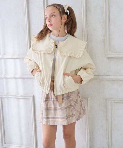 M’S GRACY 日本製　フリルフードジップアップアウター　ブルゾン M'S GRACY 日本製 フリルフードジップアップアウター ブルゾン