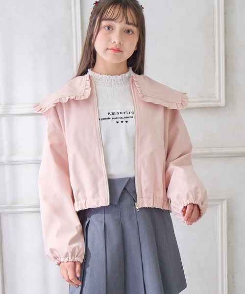 M’S GRACY 日本製　フリルフードジップアップアウター　ブルゾン M'S GRACY 日本製 フリルフードジップアップアウター ブルゾン