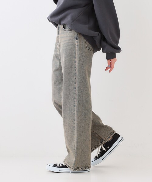 Cutie Blonde（キューティーブロンド）の「◆【洗える/S-LL】ヴィンテージ風　ワイドストレートデニムパンツ（デニムパンツ・レディース・ベージュ/ベビーピンク・01/02/03）」の4枚目の写真