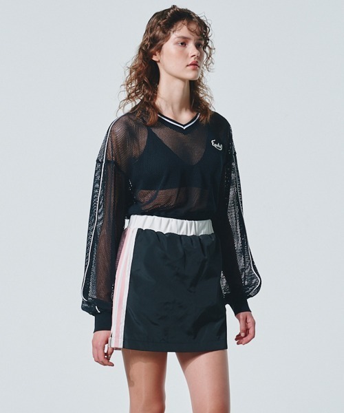 DOUBLE STANDARD CLOTHING(ダブルスタンダードクロージング)の「メッシュスキッパープルオーバー(シャツ/ブラウス・レディース・ブラック/オフホワイト・FREE)」の1枚目の写真