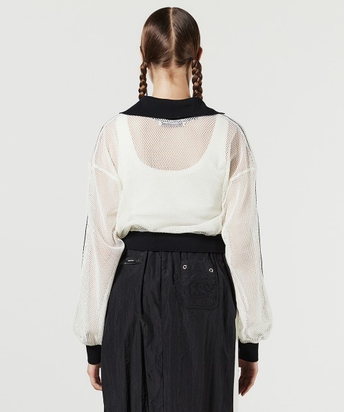 DOUBLE STANDARD CLOTHING(ダブルスタンダードクロージング)の「メッシュスキッパープルオーバー(シャツ/ブラウス・レディース・ブラック/オフホワイト・FREE)」の4枚目の写真