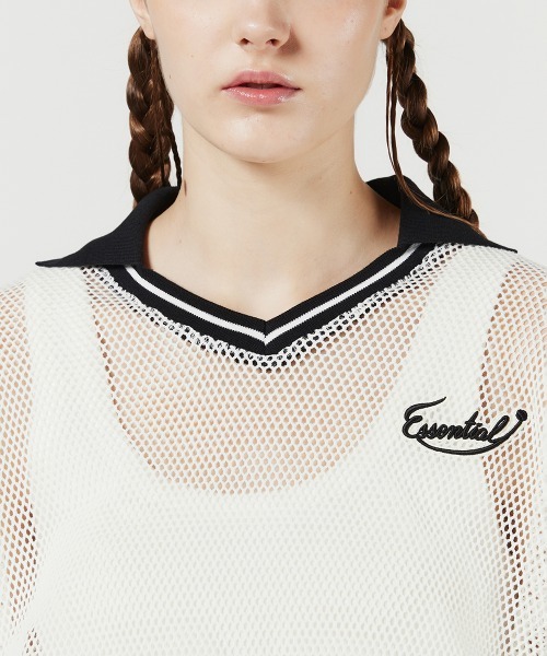 DOUBLE STANDARD CLOTHING(ダブルスタンダードクロージング)の「メッシュスキッパープルオーバー(シャツ/ブラウス・レディース・ブラック/オフホワイト・FREE)」の5枚目の写真