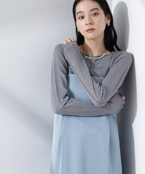 NANO universe（ナノユニバース）の「ラメシアーカットトップス（Tシャツ/カットソー・レディース・ライトグレー/イエロー/グレー・S/M）」の2枚目の写真