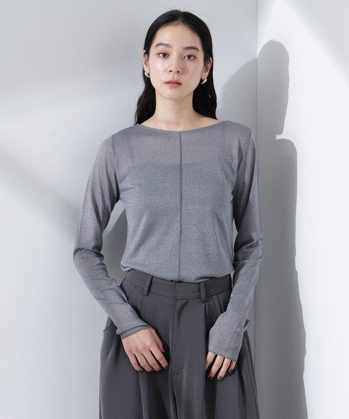 NANO universe（ナノユニバース）の「ラメシアーカットトップス（Tシャツ/カットソー・レディース・ライトグレー/イエロー/グレー・S/M）」の8枚目の写真