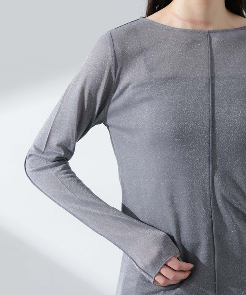 NANO universe（ナノユニバース）の「ラメシアーカットトップス（Tシャツ/カットソー・レディース・ライトグレー/イエロー/グレー・S/M）」の14枚目の写真