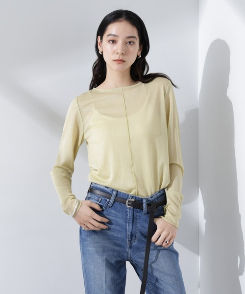 NANO universe（ナノユニバース）の「ラメシアーカットトップス（Tシャツ/カットソー・レディース・ライトグレー/イエロー/グレー・S/M）」の19枚目の写真