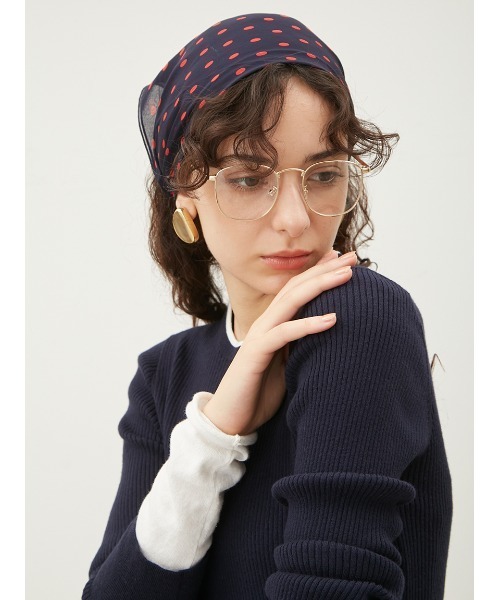 Mila Owen(ミラオーウェン)の「ドット柄シルクシフォンスカーフ(バンダナ/スカーフ・レディース・イエロー/ネイビー/ブラック・FREE)」の9枚目の写真