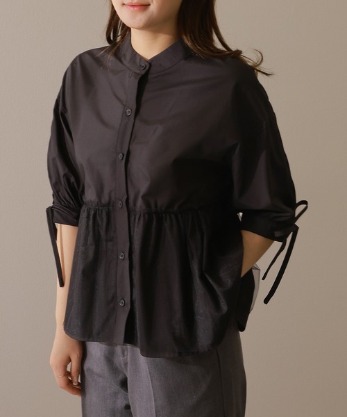 Lace Ladies(レースレディース)の「バンドカラー フロントボタン ペプラム 7分袖 ブラウス(シャツ/ブラウス・レディース・ブルー/グレー/ホワイト/ブラック・FREE/S)」の7枚目の写真