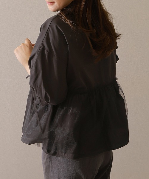 Lace Ladies(レースレディース)の「バンドカラー フロントボタン ペプラム 7分袖 ブラウス(シャツ/ブラウス・レディース・ブルー/グレー/ホワイト/ブラック・FREE/S)」の9枚目の写真