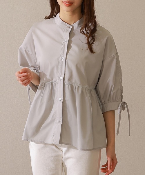 Lace Ladies(レースレディース)の「バンドカラー フロントボタン ペプラム 7分袖 ブラウス(シャツ/ブラウス・レディース・ブルー/グレー/ホワイト/ブラック・FREE/S)」の15枚目の写真
