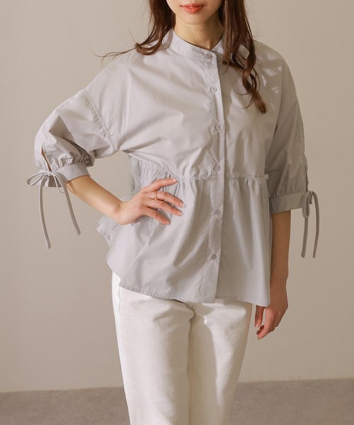 Lace Ladies(レースレディース)の「バンドカラー フロントボタン ペプラム 7分袖 ブラウス(シャツ/ブラウス・レディース・ブルー/グレー/ホワイト/ブラック・FREE/S)」の17枚目の写真