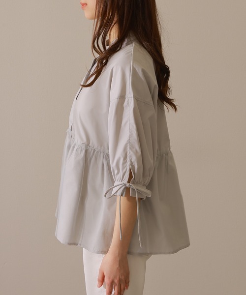 Lace Ladies(レースレディース)の「バンドカラー フロントボタン ペプラム 7分袖 ブラウス(シャツ/ブラウス・レディース・ブルー/グレー/ホワイト/ブラック・FREE/S)」の20枚目の写真