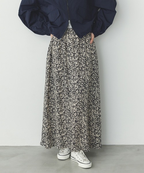 hunch(ハンチ)の「ジョーゼット総柄プリント フレアスカート(スカート・レディース・イエロー系その他/パープル系その他/ブラック系その他・FREE)」の9枚目の写真