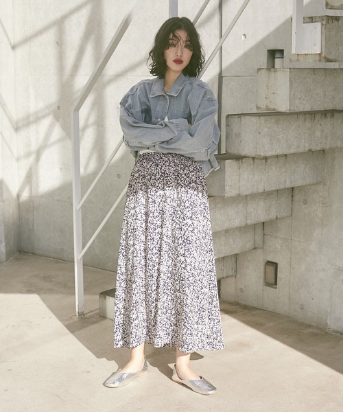 hunch(ハンチ)の「ジョーゼット総柄プリント フレアスカート(スカート・レディース・イエロー系その他/パープル系その他/ブラック系その他・FREE)」の18枚目の写真