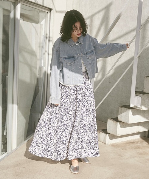 hunch(ハンチ)の「ジョーゼット総柄プリント フレアスカート(スカート・レディース・イエロー系その他/パープル系その他/ブラック系その他・FREE)」の20枚目の写真