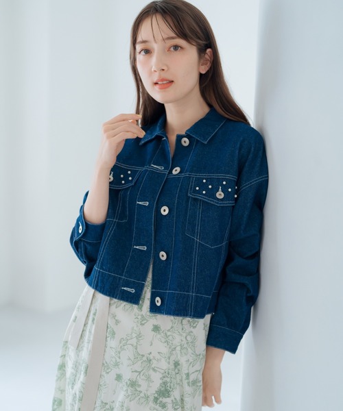 MISCH MASCH(ミッシュマッシュ)の「カシュクールフラワー柄ドッキングワンピース(ワンピース・レディース・グリーン/ホワイト×ブラック・フリ-)」の7枚目の写真