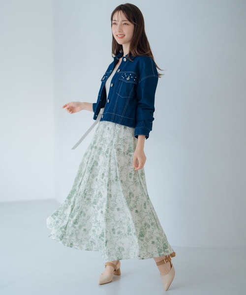 MISCH MASCH(ミッシュマッシュ)の「カシュクールフラワー柄ドッキングワンピース(ワンピース・レディース・グリーン/ホワイト×ブラック・フリ-)」の6枚目の写真