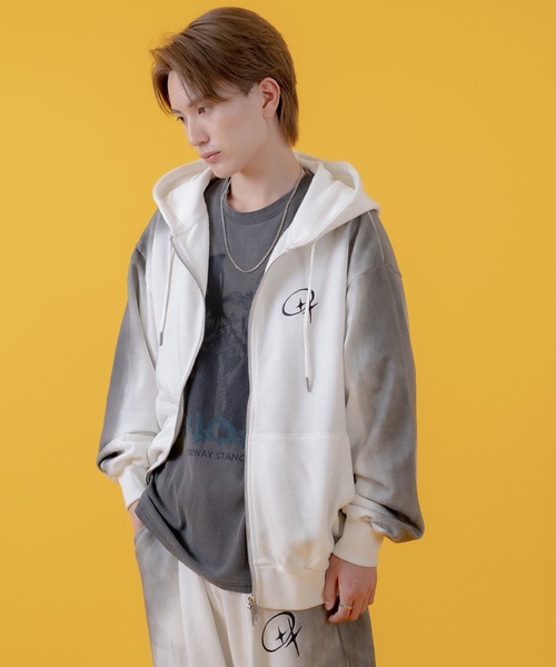 improves（インプローブス）の「グランジ加工 裏毛スウェット ジップパーカー（パーカー・メンズ・ピンク/ブラウン/ブラック/ホワイト・LARGE/MEDIUM）」の5枚目の写真