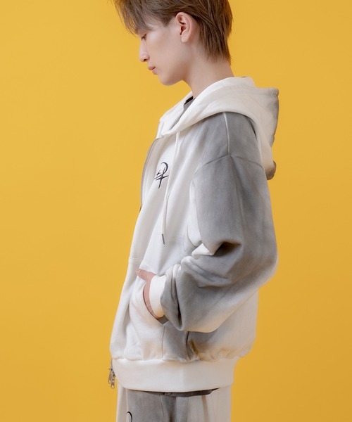 improves（インプローブス）の「グランジ加工 裏毛スウェット ジップパーカー（パーカー・メンズ・ピンク/ブラウン/ブラック/ホワイト・LARGE/MEDIUM）」の6枚目の写真