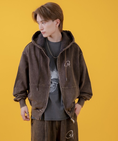 improves（インプローブス）の「グランジ加工 裏毛スウェット ジップパーカー（パーカー・メンズ・ピンク/ブラウン/ブラック/ホワイト・LARGE/MEDIUM）」の16枚目の写真