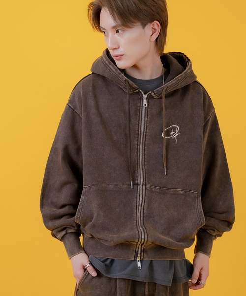 improves（インプローブス）の「グランジ加工 裏毛スウェット ジップパーカー（パーカー・メンズ・ピンク/ブラウン/ブラック/ホワイト・LARGE/MEDIUM）」の19枚目の写真