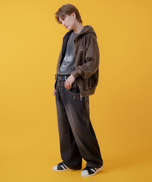 improves（インプローブス）の「グランジ加工 裏毛スウェット ジップパーカー（パーカー・メンズ・ピンク/ブラウン/ブラック/ホワイト・LARGE/MEDIUM）」の21枚目の写真