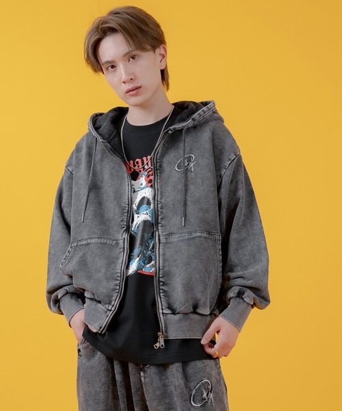 improves（インプローブス）の「グランジ加工 裏毛スウェット ジップパーカー（パーカー・メンズ・ピンク/ブラウン/ブラック/ホワイト・LARGE/MEDIUM）」の11枚目の写真