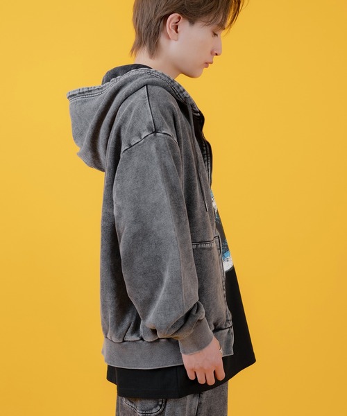 improves（インプローブス）の「グランジ加工 裏毛スウェット ジップパーカー（パーカー・メンズ・ピンク/ブラウン/ブラック/ホワイト・LARGE/MEDIUM）」の12枚目の写真