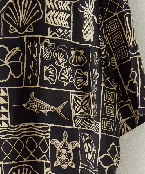 TWO PALMS（トゥーパームス）の「TWO PALMS/トゥーパームス S/S Hawaiian Shirt / Rayon MARLIN シャツ 開襟シャツ オープンカラー（シャツ/ブラウス・メンズ・ブラック・XL/L/M）」の7枚目の写真