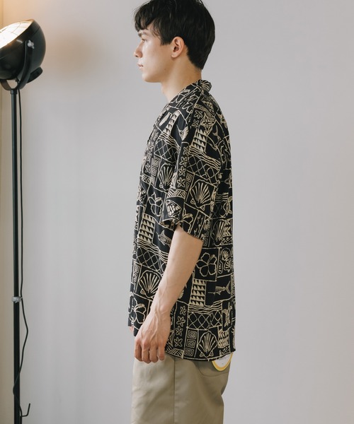 TWO PALMS（トゥーパームス）の「TWO PALMS/トゥーパームス S/S Hawaiian Shirt / Rayon MARLIN シャツ 開襟シャツ オープンカラー（シャツ/ブラウス・メンズ・ブラック・XL/L/M）」の11枚目の写真