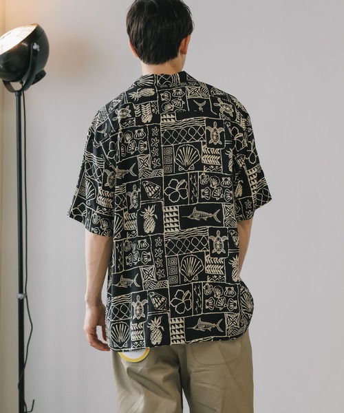 TWO PALMS（トゥーパームス）の「TWO PALMS/トゥーパームス S/S Hawaiian Shirt / Rayon MARLIN シャツ 開襟シャツ オープンカラー（シャツ/ブラウス・メンズ・ブラック・XL/L/M）」の15枚目の写真