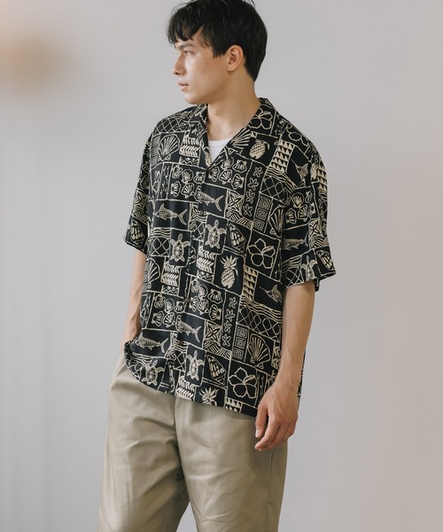 TWO PALMS（トゥーパームス）の「TWO PALMS/トゥーパームス S/S Hawaiian Shirt / Rayon MARLIN シャツ 開襟シャツ オープンカラー（シャツ/ブラウス・メンズ・ブラック・XL/L/M）」の14枚目の写真
