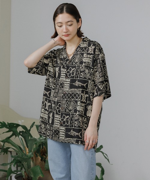 TWO PALMS（トゥーパームス）の「TWO PALMS/トゥーパームス S/S Hawaiian Shirt / Rayon MARLIN シャツ 開襟シャツ オープンカラー（シャツ/ブラウス・メンズ・ブラック・XL/L/M）」の21枚目の写真
