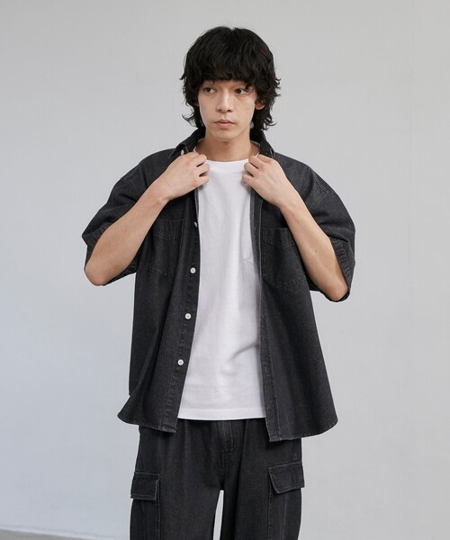 coen(コーエン)の「【C.DENIMS】デニムルーズシャツ(シャツ/ブラウス・メンズ・ダークグレー/ネイビー/ライトブルー・L/M/S)」の6枚目の写真