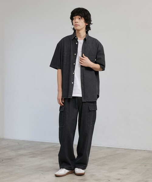 coen(コーエン)の「【C.DENIMS】デニムルーズシャツ(シャツ/ブラウス・メンズ・ダークグレー/ネイビー/ライトブルー・L/M/S)」の9枚目の写真