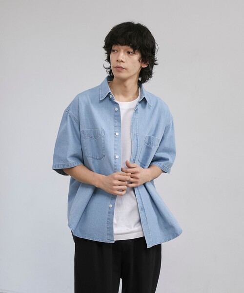 coen(コーエン)の「【C.DENIMS】デニムルーズシャツ(シャツ/ブラウス・メンズ・ダークグレー/ネイビー/ライトブルー・L/M/S)」の10枚目の写真