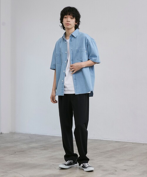 coen(コーエン)の「【C.DENIMS】デニムルーズシャツ(シャツ/ブラウス・メンズ・ダークグレー/ネイビー/ライトブルー・L/M/S)」の11枚目の写真