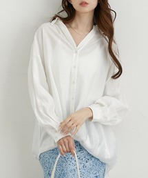 フロントタック入シアー長袖シャツ