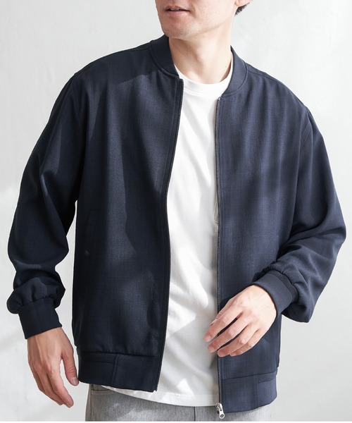 ikka（イッカ）の「【雑誌MonoMax4月号掲載】イージーケアリネンライクブルゾン【親子コーデ】（ブルゾン・メンズ・ネイビー/グレー/ベージュ/チャコール・M/XL/L/S）」の4枚目の写真