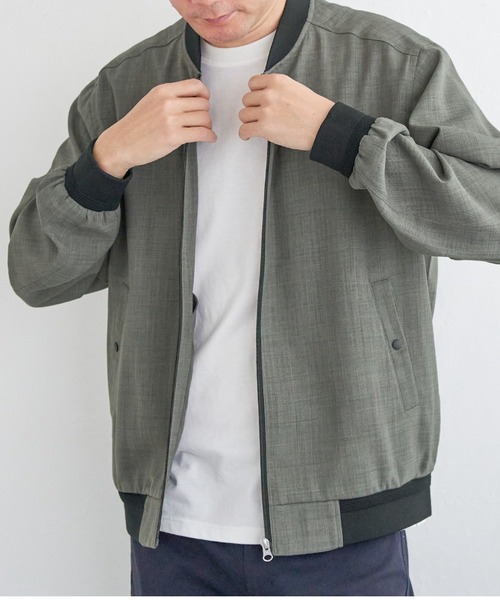 ikka（イッカ）の「【雑誌MonoMax4月号掲載】イージーケアリネンライクブルゾン【親子コーデ】（ブルゾン・メンズ・ネイビー/グレー/ベージュ/チャコール・M/XL/L/S）」の2枚目の写真