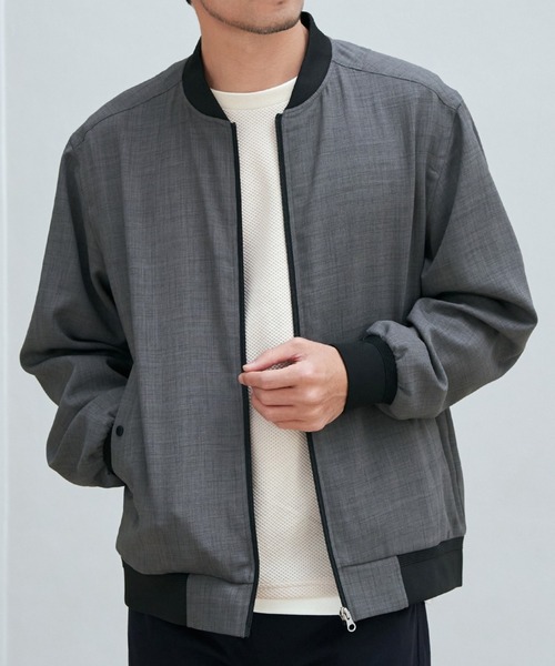 ikka（イッカ）の「【雑誌MonoMax4月号掲載】イージーケアリネンライクブルゾン【親子コーデ】（ブルゾン・メンズ・ネイビー/グレー/ベージュ/チャコール・M/XL/L/S）」の3枚目の写真