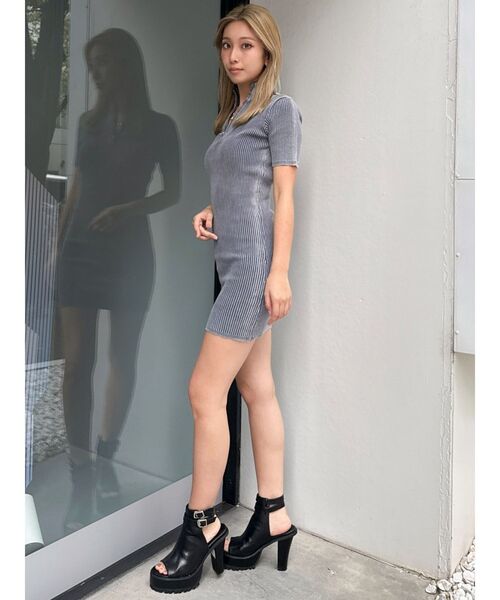 GYDA（ジェイダ）の「ブリーチハーフZIPリブニットワンピース（ワンピース・レディース・ブラック/ネイビー/オフホワイト・FREE）」の8枚目の写真