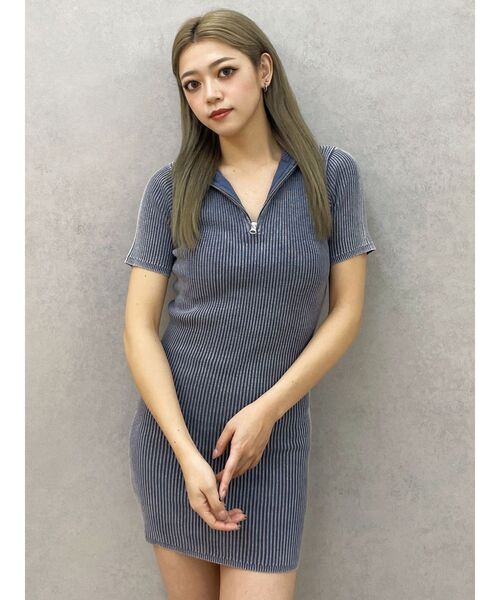 GYDA（ジェイダ）の「ブリーチハーフZIPリブニットワンピース（ワンピース・レディース・ブラック/ネイビー/オフホワイト・FREE）」の10枚目の写真