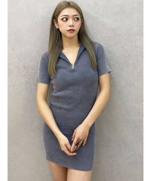 GYDA（ジェイダ）の「ブリーチハーフZIPリブニットワンピース（ワンピース・レディース・ブラック/ネイビー/オフホワイト・FREE）」の11枚目の写真